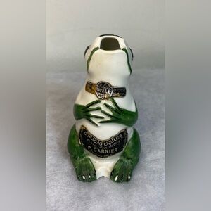 Julius Wile Curacao Liqueur P Garnier France Porcelain Frog Decanter 4” Empty